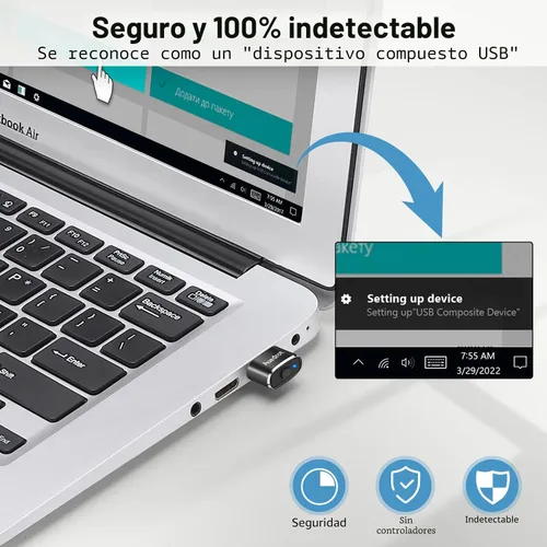Vista 3 de AUEDROT Mouse Jiggler Mouse Jiggler Indetectable USB Movedor de Ratón con Botón de Interruptor, Mouse Wiggler Automático con 2 Modos Jiggle