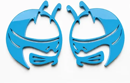 Vista 8 de Par de emblemas de cabeza de abeja para Challenger Charger Scat Pack Fender Badge (azul oscuro)