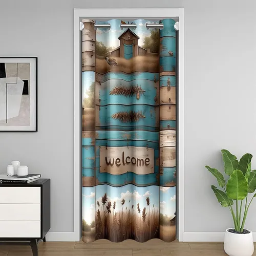 Vista 34 de Manfei Bonita cortina de puerta de gato negro Kawaii para puerta de armario, cortinas opacas con temática de animales estrellados, cortina opaca