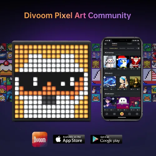 Vista 6 de Divoom TimeBox Evo - Pixel Art Bluetooth Speaker with 16x16 LED Display APP Control - Cool Animation Frame & Gaming Room Setup & Bedside Alarm