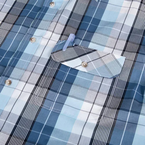Vista 5 de JIAER Camisa de algodón con botones y manga corta para hombre