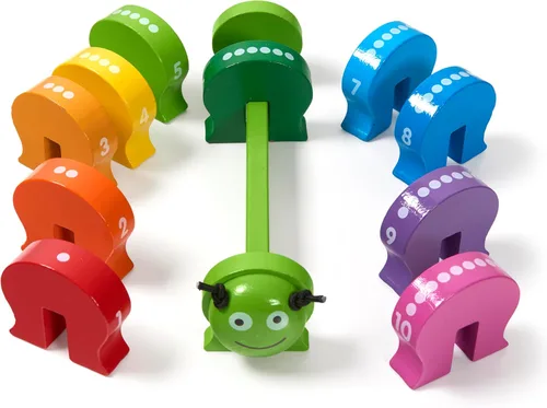 Vista 4 de Melissa & Doug Oruga para contar - Clásico juguete de madera con 10 segmentos de colores numerados