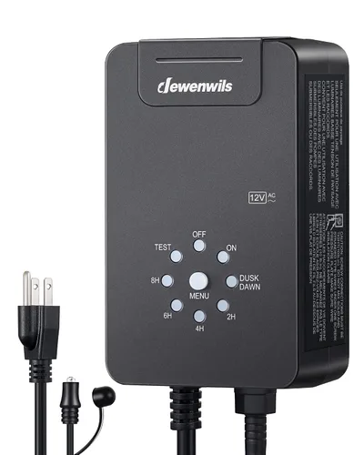 Vista 9 de DEWENWILS Transformador de paisaje de bajo voltaje de 60 W con sensor de fotocélula, transformador de bajo voltaje de 120 V CA a 12 V CA