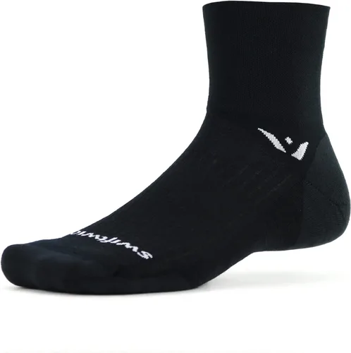 Vista 7 de Swiftwick - Calcetines PURSUIT FOUR para correr y ciclismo, lana merina, equipo duradero Negro