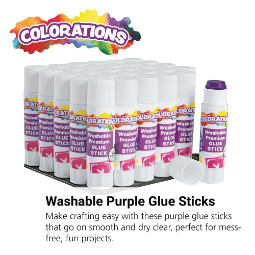 Vista 2 de Colorations Barras de pegamento lavables de alta calidad para el hogar y el aula, se aplica morado, se seca transparente, juego de 30, PREPURP
