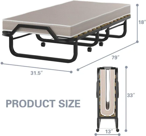 Vista 3 de Muebles para el hogar, cama extra plegable, base de cama plegable con carga de invitados, cama extra tamaño individual, cama plegable conveniente