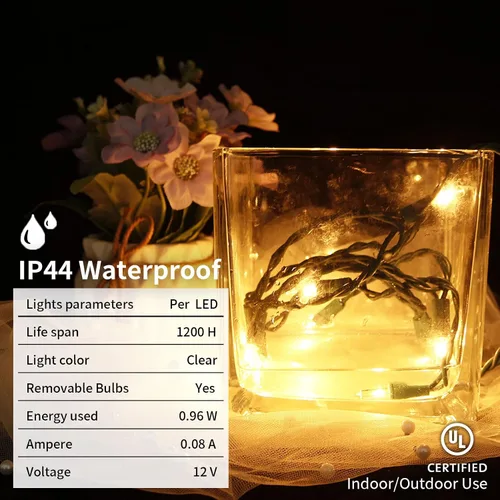 Vista 7 de MULTI-SPARKING Luces de Navidad de 5 pies con 10 bombillas, luces de extensión clásicas transparentes incandescentes mini, cable blanco, blanco