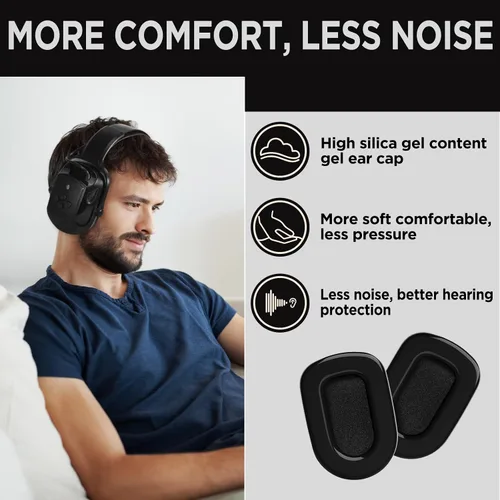 Vista 6 de Orejeras Bluetooth de protección auditiva, protección para los oídos + gafas de seguridad, NRR 25 dB, cancelación de ruido para cortar el césped
