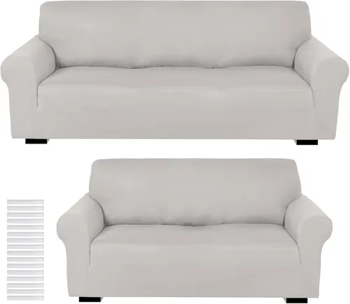 Vista 19 de Peryiter Juego de 2 fundas para sofá de dos plazas Fundas para muebles para sala de estar para sofá, sillón, ajuste elástico, a prueba de arrugas