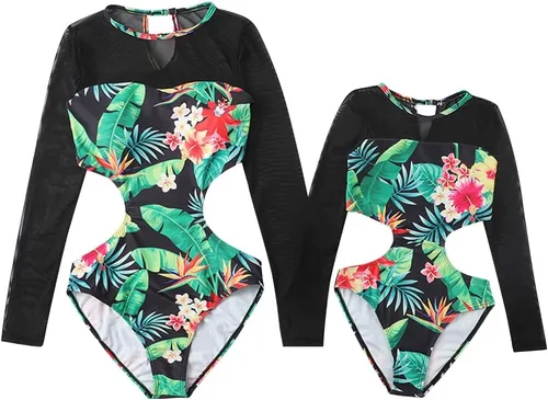Vista 4 de Mommy and Me - Traje de baño familiar a juego con volantes para mujer, traje de baño para niños, bikini para verano, ropa de playa