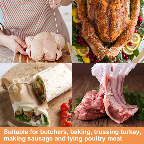 Vista 5 de Vivifying Carniceros cordeles, 2 piezas x 656 pies de algodón seguro para alimentos para atar carne, hacer salchichas, asar, cocinar y empacar