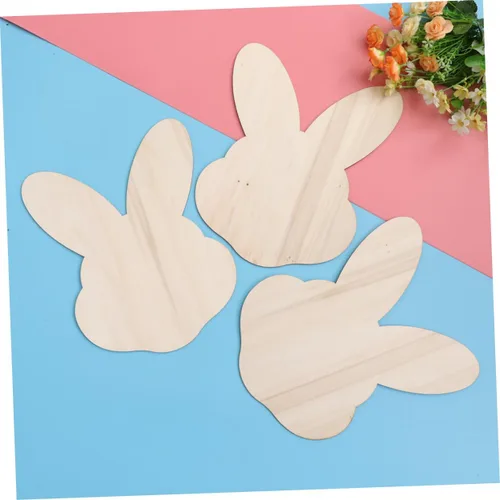 Vista 5 de EXCEART Conejito conejo chips de madera decorativos DIY artesanía accesorios decoración del hogar arte de pared para Pascua