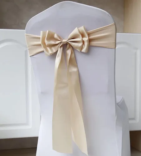 Vista 31 de 6 bandas elásticas para silla, lazos dobles, bandas de elastano para decoración de bodas, fiestas, cumpleaños, banquetes, suministros de Navidad