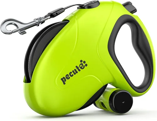 Vista 10 de Pecute Correa retráctil para perro de 32 pies con tiras reflectantes, sin enredos de 360°, control de un botón y material de nailon resistente