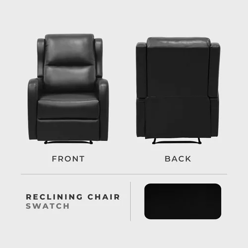 Vista 5 de Lexicon Silla reclinable manual, sillón reclinable de pared, piel sintética Negro