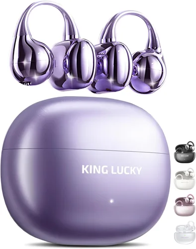Vista 18 de King Lucky Auriculares de clip Gen 3, auriculares inalámbricos Bluetooth 6.0 de oreja abierta con micrófono, ajuste seguro para orejas pequeñas