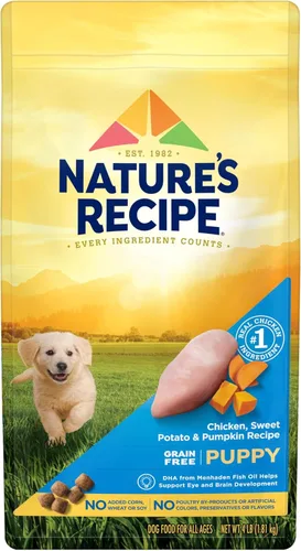 Vista 11 de Nature's Recipe Alimento seco para cachorros sin granos, receta de pollo, batata y calabaza, bolsa de 12 libras