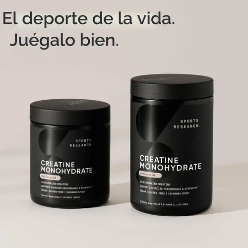 Vista 6 de Sports Research Creatine Monohydrate - Ganar músculo magro, mejorar el rendimiento y la fuerza y apoyar la recuperación del entrenamiento* - 5 g