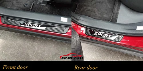 Vista 3 de Protector de rasguños para umbral de puerta de automóvil, para accesorios Peugeot 208, cubierta de placa protectora de entrada de puerta, juego de 4