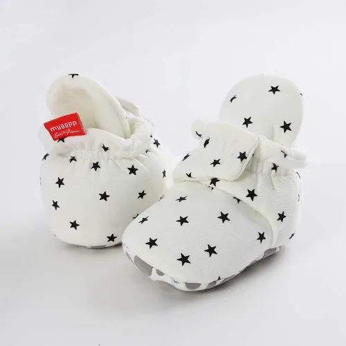 Vista 6 de HsdsBebe Unisex Newborn Baby Cotton Booties Non-Slip Sole for Toddler Boys Girls Infant Winter Warm Fleece Cozy Socks Shoes