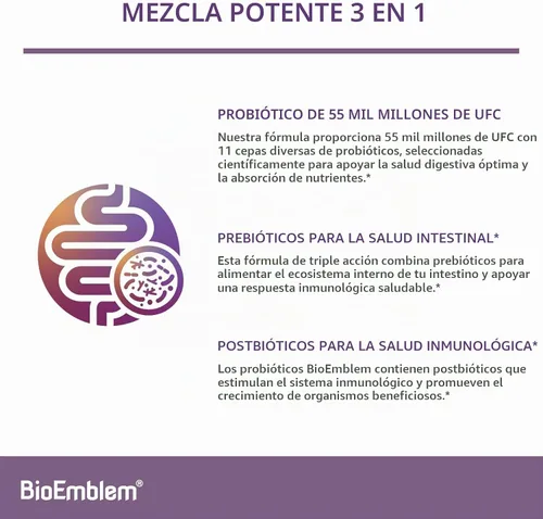 Vista 6 de BioEmblem Complejo triple de magnesio y probióticos para mujeres y hombres