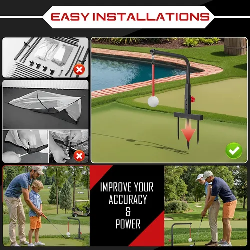 Vista 5 de Entrenador de Swing de Golf - Ayuda de Entrenamiento de Swing de Golf de Hierro Duradera - Accesorios de Golf para Niños y Jóvenes con Bola