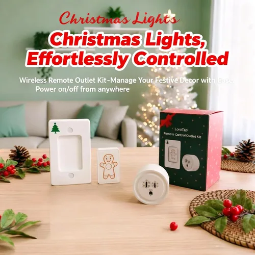 Vista 2 de LoraTap Toma de control remoto (interruptor de luz de árbol de Navidad): interruptor de pared inalámbrico - Rango interior de 100 pies - Toma