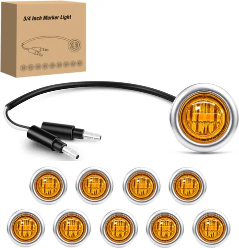 Vista 41 de Nilight Luz de marcador redonda de 3/4 pulgadas, 10 unidades, luz LED ámbar de separación, 2 conectores, indicadores laterales, luces de bala IP68