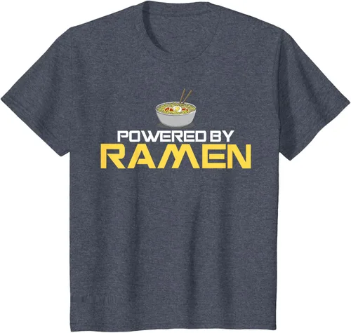 Vista 87 de Camiseta de fideos de anime japoneses Powered By Ramen, Negro, S