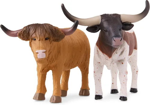 Vista 3 de Terra by Battat Juego de juguetes de animales de granja con figuras realistas de vaca, toros y burro Holstein - Juguetes educativos para niños