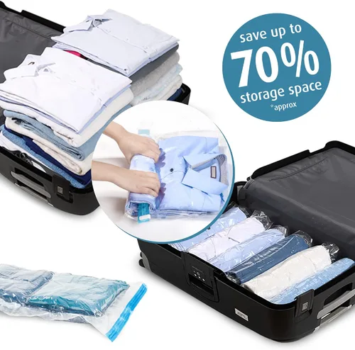 Vista 5 de Bolsas de compresión para viajes, bolsas ahorradoras de espacio para embalaje de viaje, accesorios de viaje (2L+6M+6S)