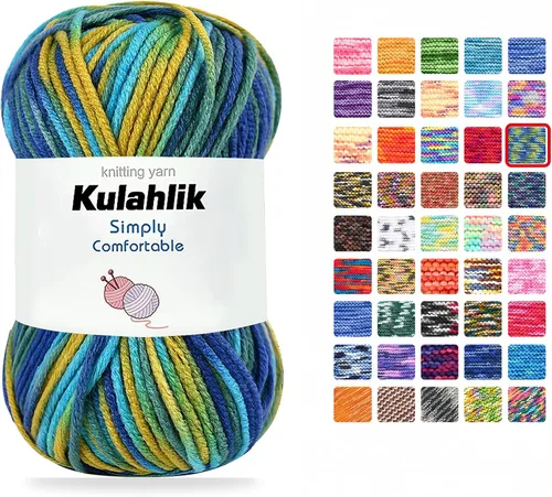 Vista 46 de Hilo acrílico de 8.82 oz (5 x 1.76 oz) para tejer, hilo de hilo degradado colorido, 5 rollos de madejas, perfecto para cualquier proyecto de 06