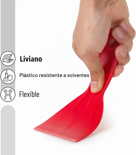 Vista 4 de Bates - Juego de 6 cuchillos de masilla de plástico, raspador de pintura, herramienta de spackle y esparcidor para reparación de raspado de Rojo