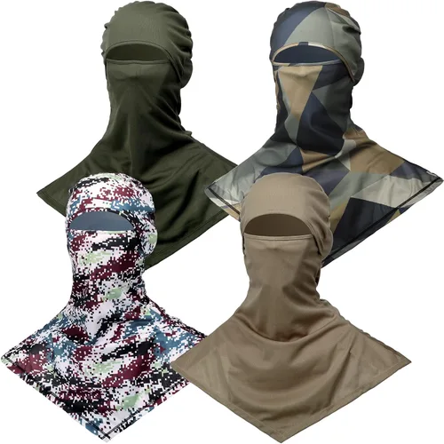 Vista 9 de Pasamontañas de 4 piezas para cubrir la cara, pasamontañas de verano, protección solar, cubierta de cuello largo para hombres y mujeres