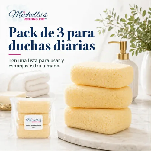 Vista 5 de Michelle's Melting Pot Esponja de baño de espuma para ducha, 3 unidades (amarillo suave)