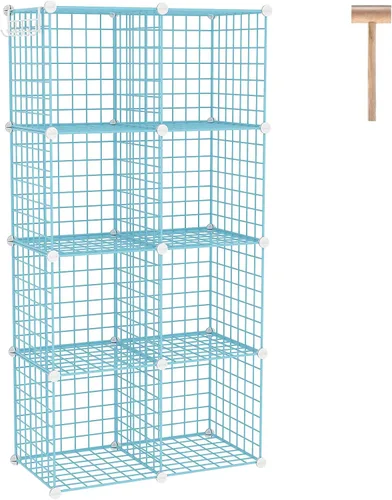 Vista 16 de C&AHOME Almacenamiento de Cubos de Alambre, Organizador de 6 Cubos con Rejillas C de Metal, Unidades de Estantes Modulares, Estantería