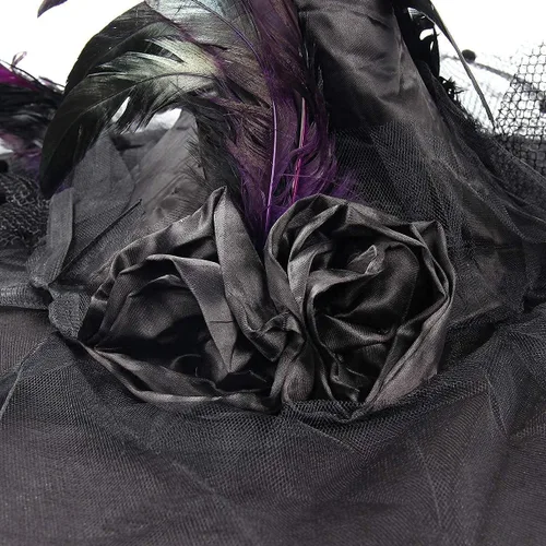 Vista 5 de CA Mode Sombrero de bruja para mujer, gorro de mago, gorro de araña, pluma, disfraz de Halloween