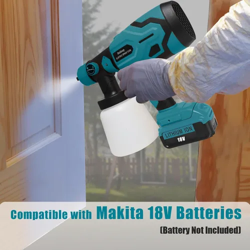 Vista 6 de Pulverizador de pintura para batería Makita de 18 V, pulverizadores de pintura HVLP inalámbricos para interior y exterior del hogar, rociador