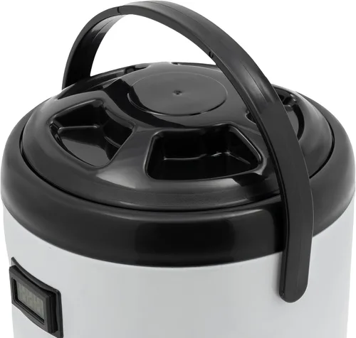 Vista 7 de Dispensador de bebidas aislado con tapa, dispensador de agua fría y caliente de acero inoxidable de 2.1 galones con termómetro y espiga, apto