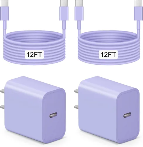 Vista 25 de Cargador para iPhone 17 16 15 de carga rápida - 2 unidades, 20 W, USB C, bloque de carga con cable tipo C de 6 pies compatible con iPhone 17/17