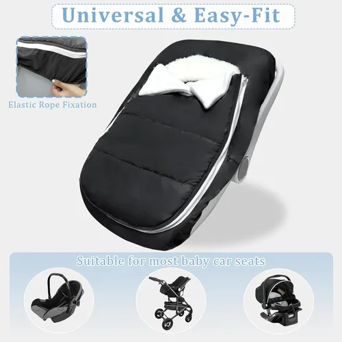 Vista 6 de Funda de asiento de automóvil para bebé, invierno, impermeable, para recién nacido, resistente al viento, funda de asiento de automóvil para bebé