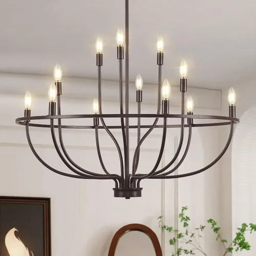 Vista 21 de Lámpara de araña negra de 6 luces lámpara de araña para comedor lámparas de araña de cocina sobre mesa redonda lámpara de araña para sala de estar