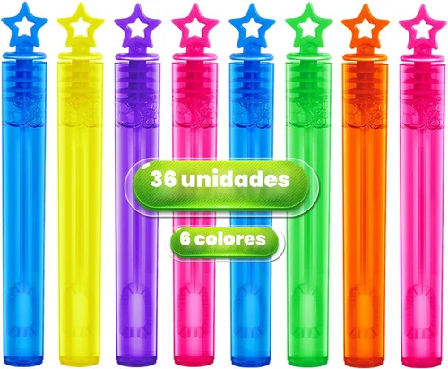 Vista 8 de 36 piezas de varitas mini para burbujas, surtido de juguetes para fiestas de cumpleaños, Halloween, bolsas de regalos, premios de carnaval, bodas