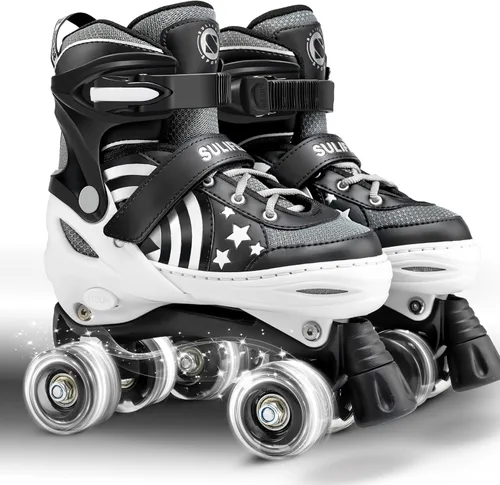 Vista 12 de SULIFEEL Rainbow Unicorn - Patines ajustables de 4 tamaños para niñas y niños de 3-5, 5-8, 6-12 años, patines para interiores y exteriores