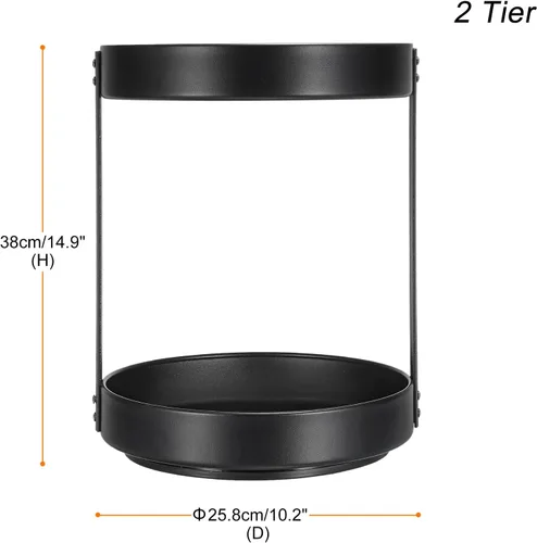 Vista 2 de uxcell Lazy Susan - Organizador giratorio de 2 niveles, estantes de especias de metal, organizadores de condimentos para gabinete, despensa, cocina