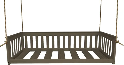Vista 2 de Amish-Made - Cama de columpio de madera negra con cuerdas Pintura negra