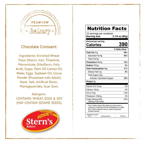 Vista 2 de Stern's Bakery Croissant de chocolate Pasteles daneses de desayuno de 3 onzas 12 pasteles envueltos individualmente Snacks para máquina