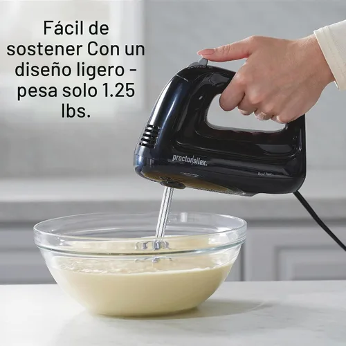 Vista 4 de Proctor Silex Easy Mix - Batidora de mano eléctrica de 5 velocidades con Compacto y ligero 215 vatios de potencia máxima Negro 62511