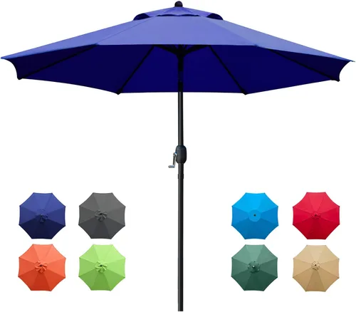 Vista 10 de Sunnyglade sombrilla de mesa para exteriores con 8 varillas resistentes, 9 pies 9Ft Patio Umbrella with Waterproof Polyester Canopy, Sturdy 8