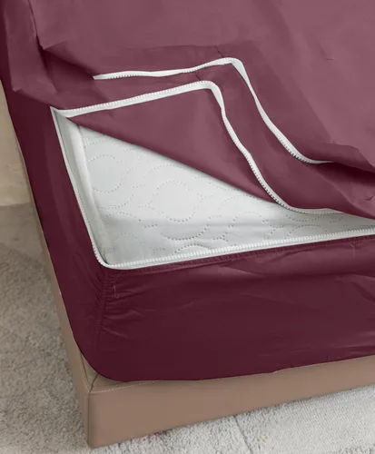 Vista 24 de Twin Zip Sheet 39x75-3 Piece Full Size Zipper Fitted Sheet - 1 Base & 2 Top Sheet - 1200TC 100% Cotton Breathable & Cooling - Fits 15" Deep Pockets